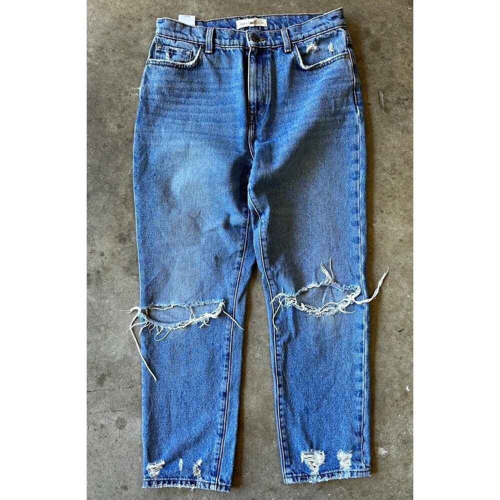 Current Elliott Womens 28 Medium Wash Distressed Boyfriend Crop
